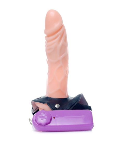 Sztuczny penis na szelkach strap-on wibrujący 16cm - 3